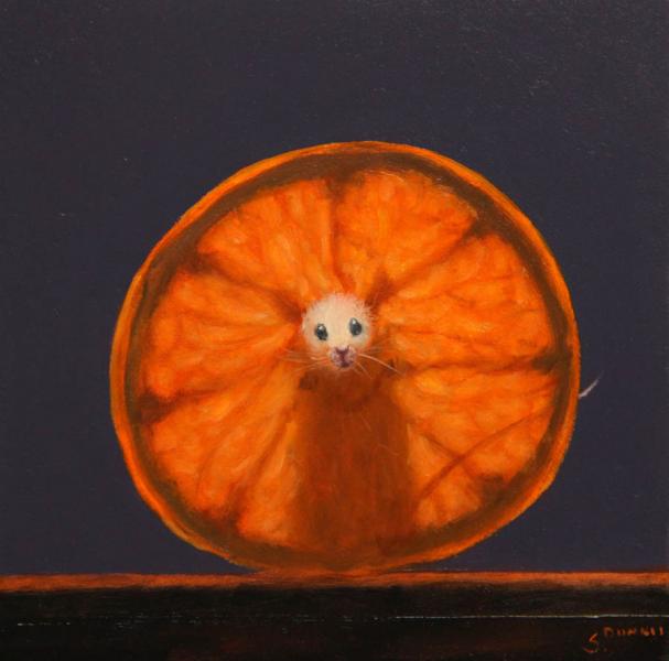 Orange X-ray, oil on panel, 5 x 5 inches, $700 