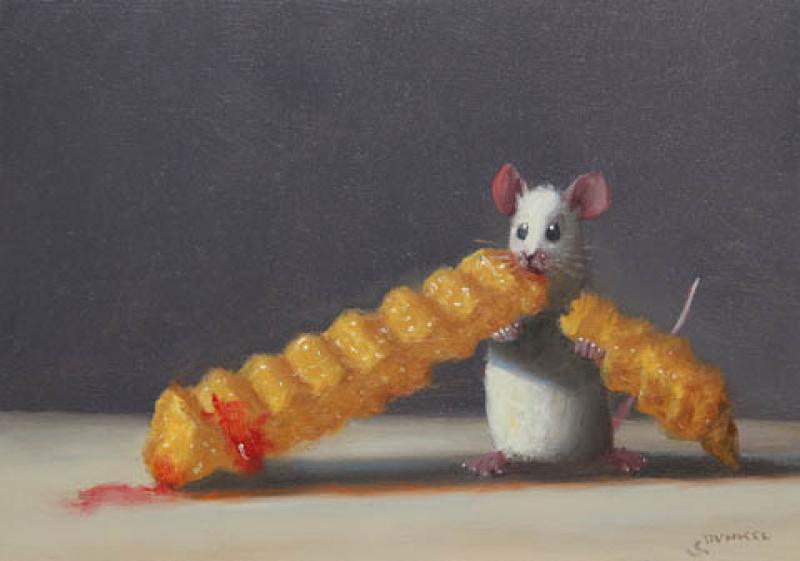 Pig Out, oil on panel, 5 x 7 inches, $900 