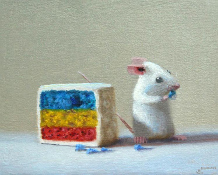 Rainbow Bite, oil on panel, 4 x 5 inches, $600 