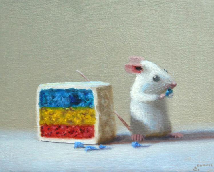 Rainbow Bite, oil on panel, 4 x 5 inches, $700 