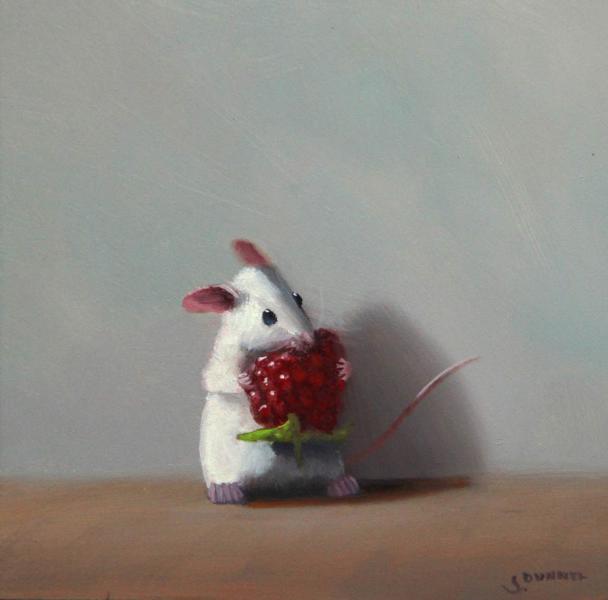 Raspberry Breakfast, oil on panel, 5 x 5 inches, $700 
