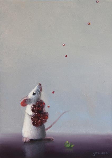 Raspberry Squeeze, oil on panel, 7 x 5 inches, $900 