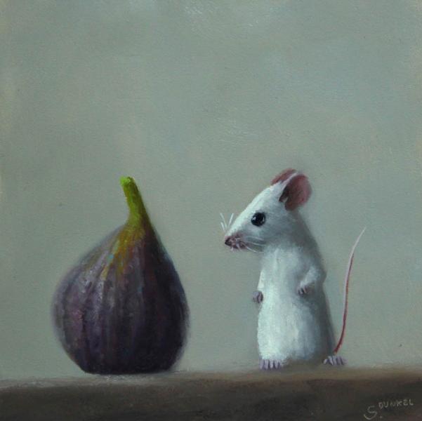 Scientific Inquiry, oil on panel, 5 x 5 inches, $800 