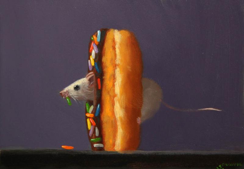 Sprinkle Collector, oil on panel, 5 x 7 inches, $800 