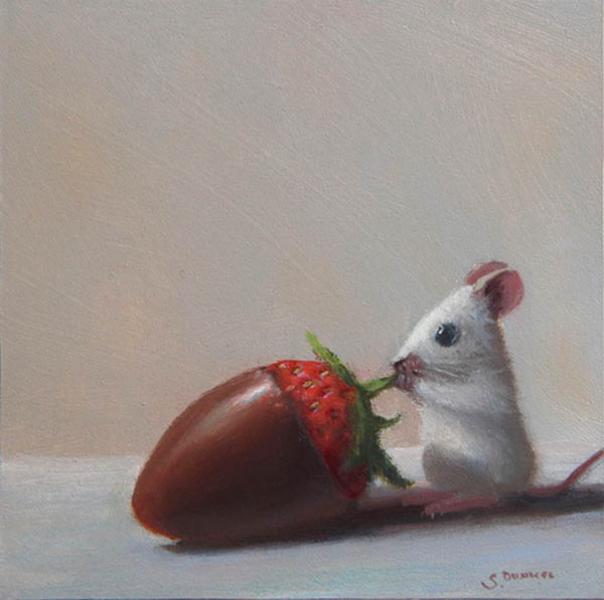 Start at the Top, oil on panel, 5 x 5 inches, $800 
