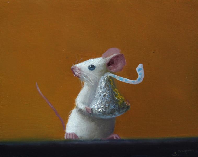 Stealing a Kiss, oil on panel, 4 x 5 inches   SOLD 