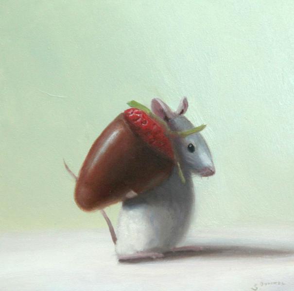 Strawberry Hunter, oil on panel, 5 x 5 inches   SOLD 