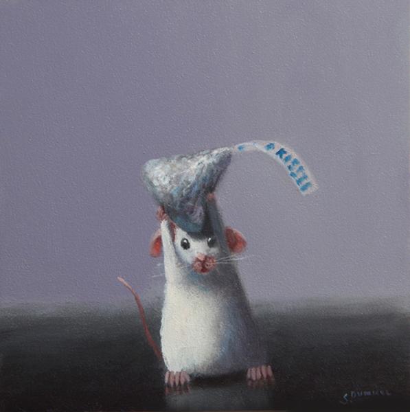 Taking a Kiss, oil on panel, 5 x 5 inches, $800 