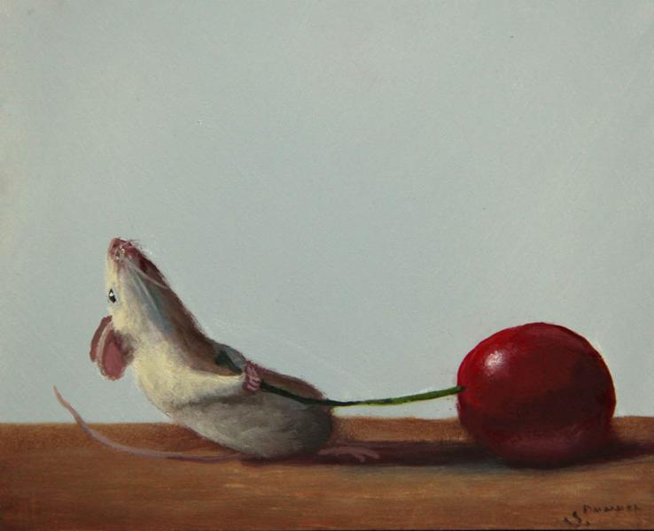 Taking Cherry, oil on panel, 4 x 5 inches, $600 