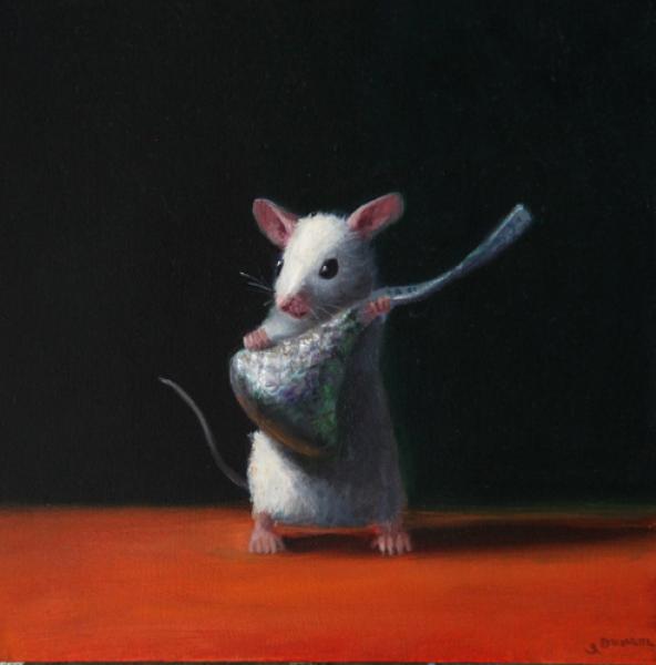 Time for a Kiss, oil on panel, 5 x 5 inches   SOLD 