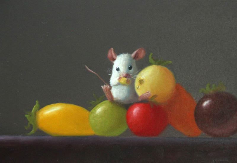 Tomato Festival, oil on panel, 5 x 7 inches   SOLD 