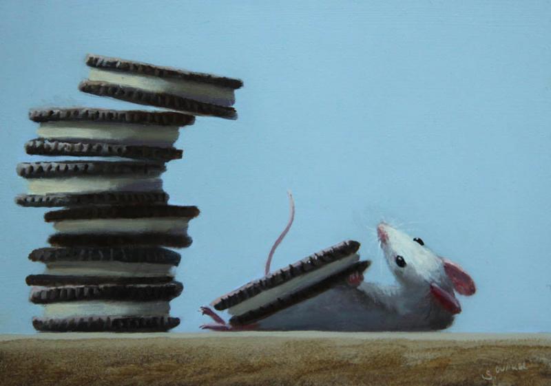 Too Greedy, oil on panel, 5 x 7 inches, $800 