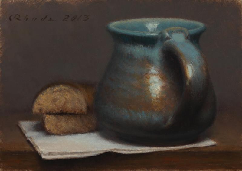 Bagel and Coffee, oil on linen, 5 x 7 inches, $900 