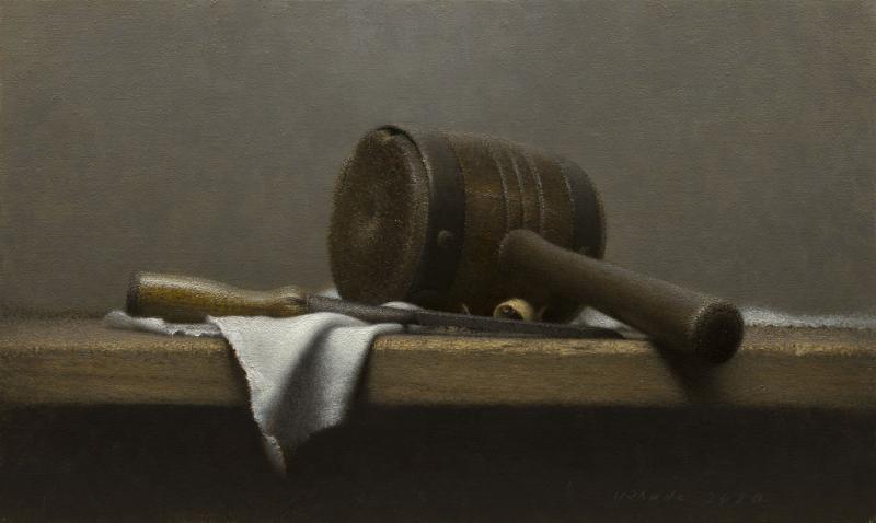Mallet and Chisel, oil on linen, 12 x 20 inches, $7,900 